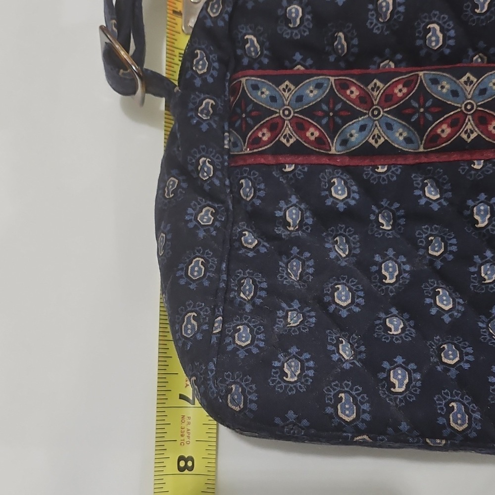 Vera Bradley Navy Blue Red Paisley Crossbody Bag Zip Closure Adjustable Strap - Picture 8 of 9